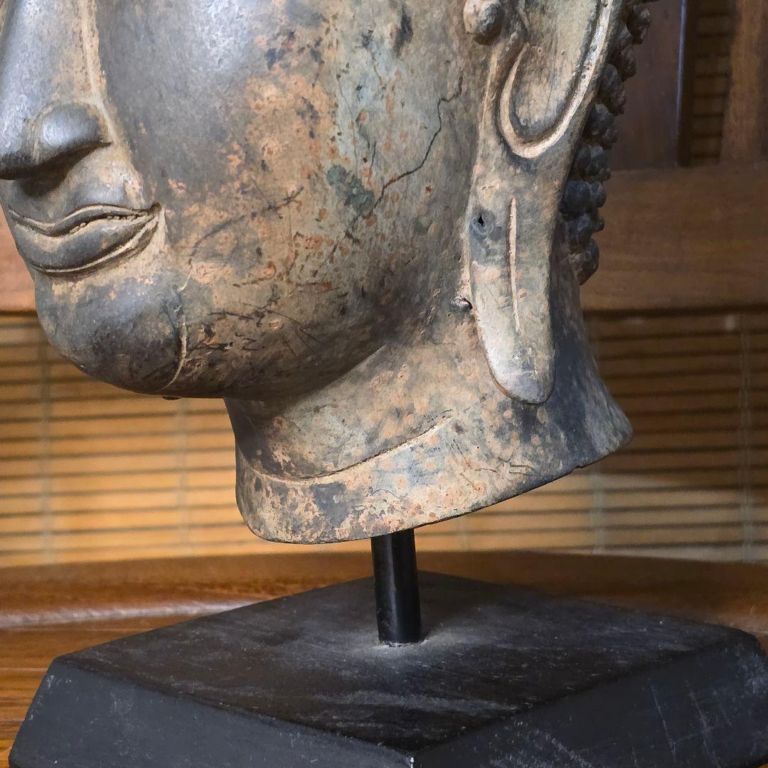 仏頭　レプリカ　タイ　スコータイ　金属製 40cm