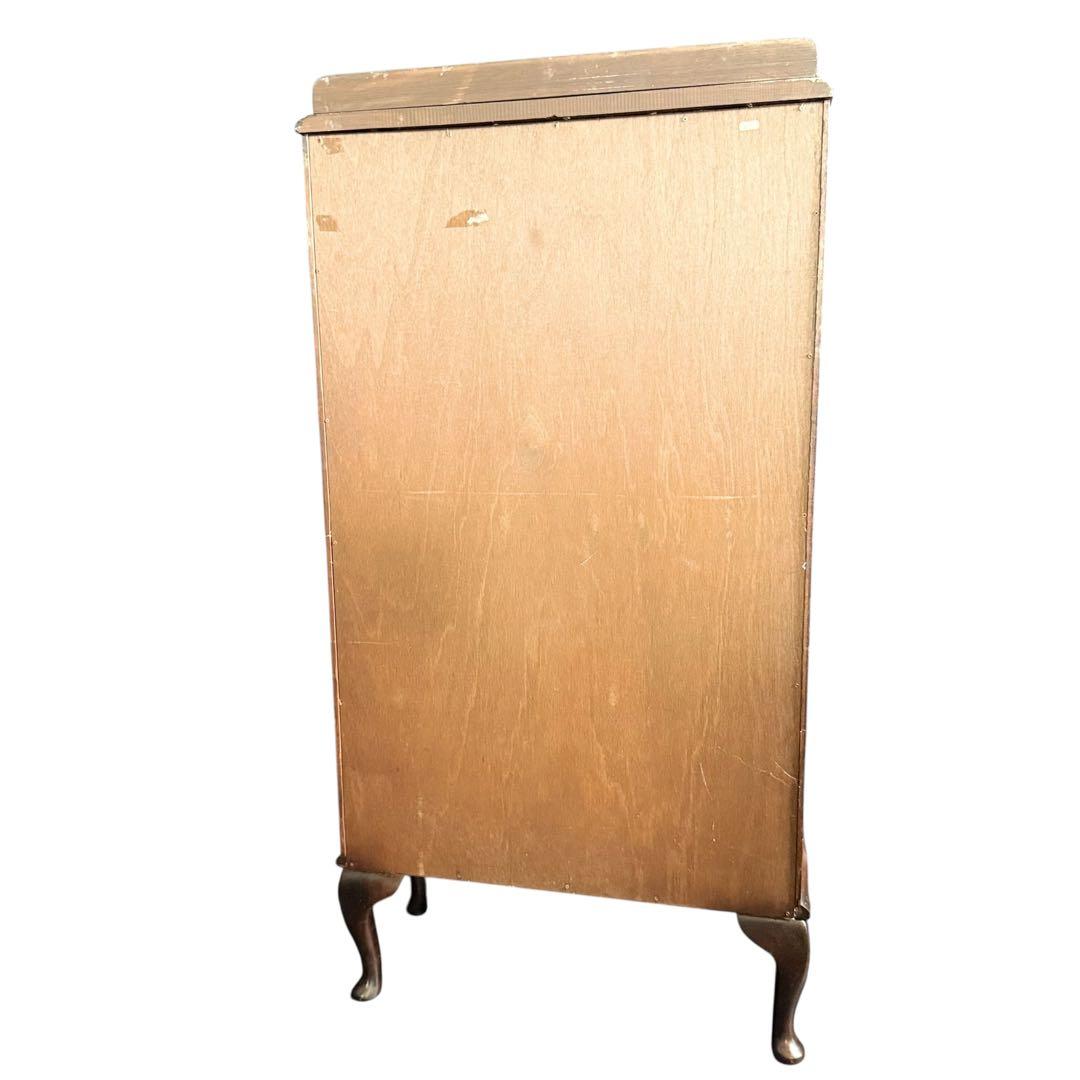 HR765 アンティーク　キュリオケース　英国　鍵付き　３面彩光　猫脚