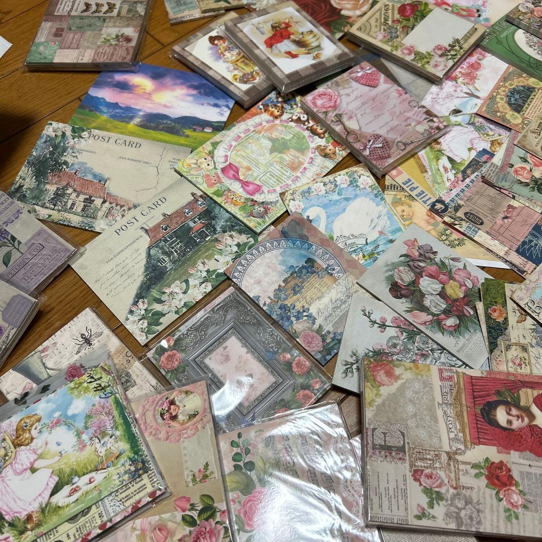 海外メモ　新品とおすそ分け用未使用品中古、多種類大量まとめ売り⭐️花柄多め、人物も