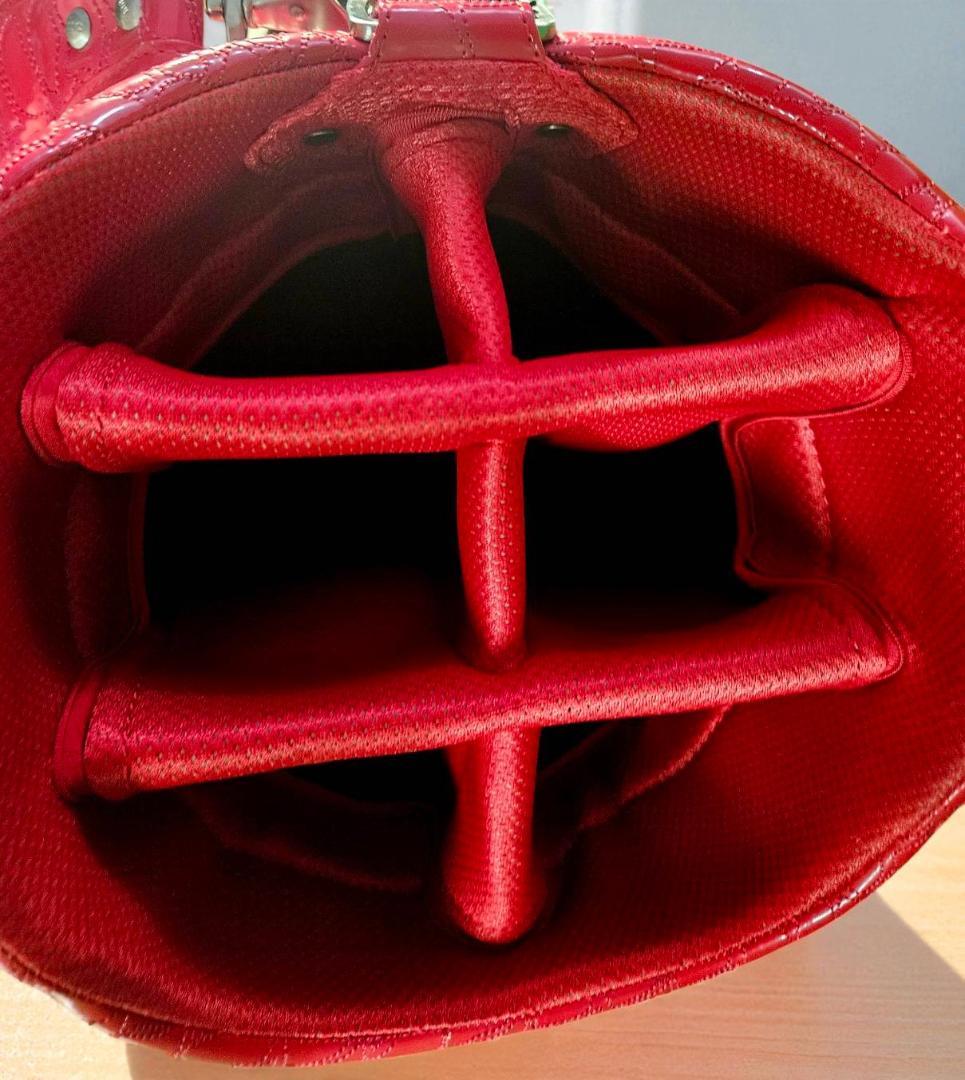 送料無料/新品未使用　OWL エナメル高級ワニ柄型押しゴルフバッグ レッド