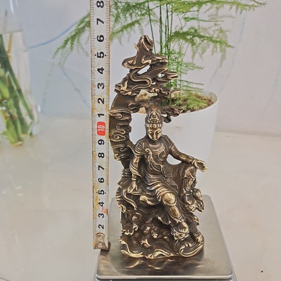 菩薩 水月観音 銅製 仏像 彫刻 置物 開運 風水 現代工芸品 美術品 置物