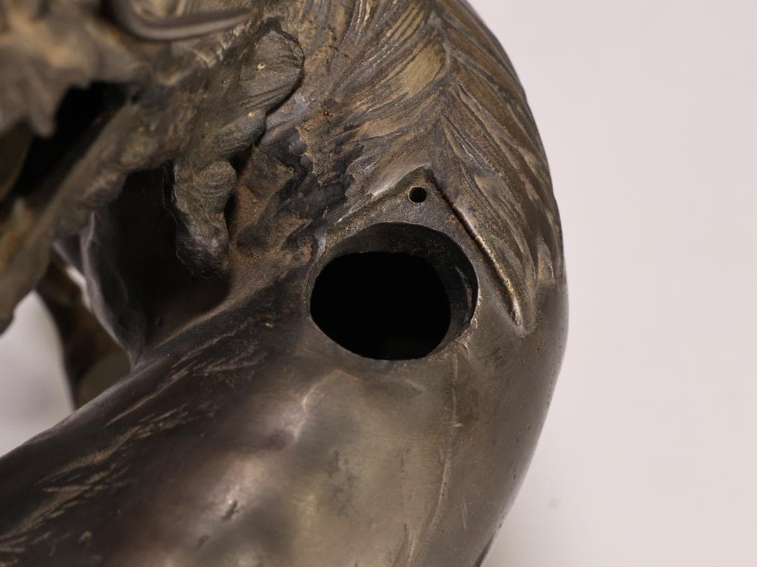 BK441　時代金工　秀雲銘　古銅　麒麟形香炉　高さ29.5㎝　置物 ブロンズ