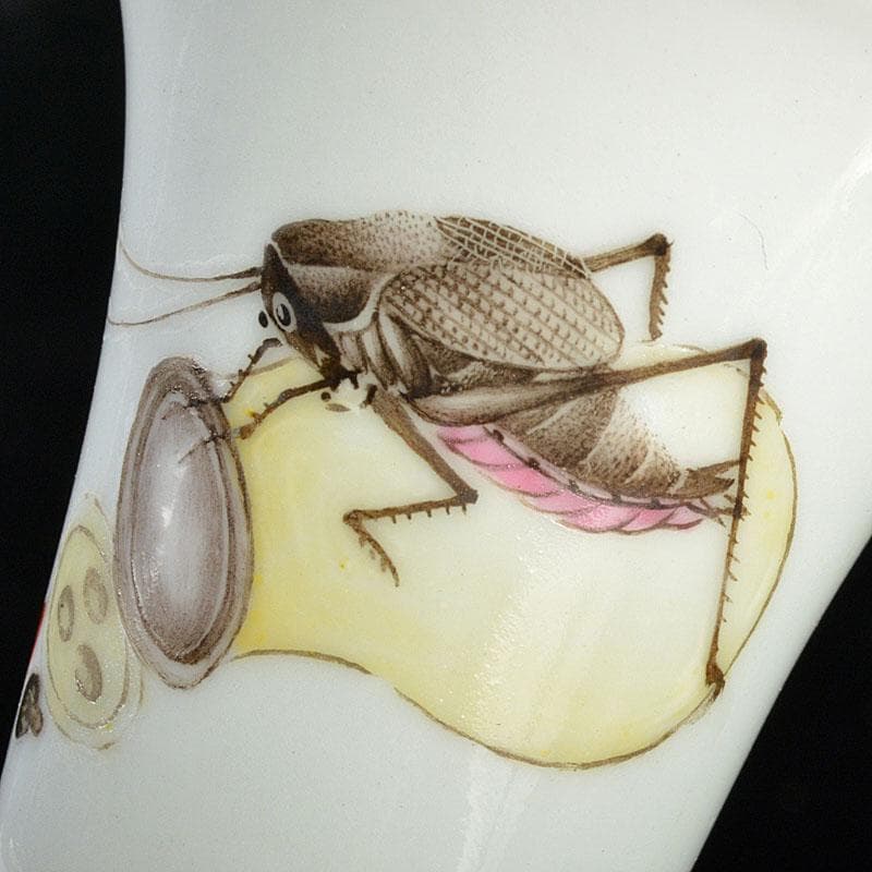 中国　景徳鎮　粉彩　蟋蟀文　酒杯　一對　M　R4791