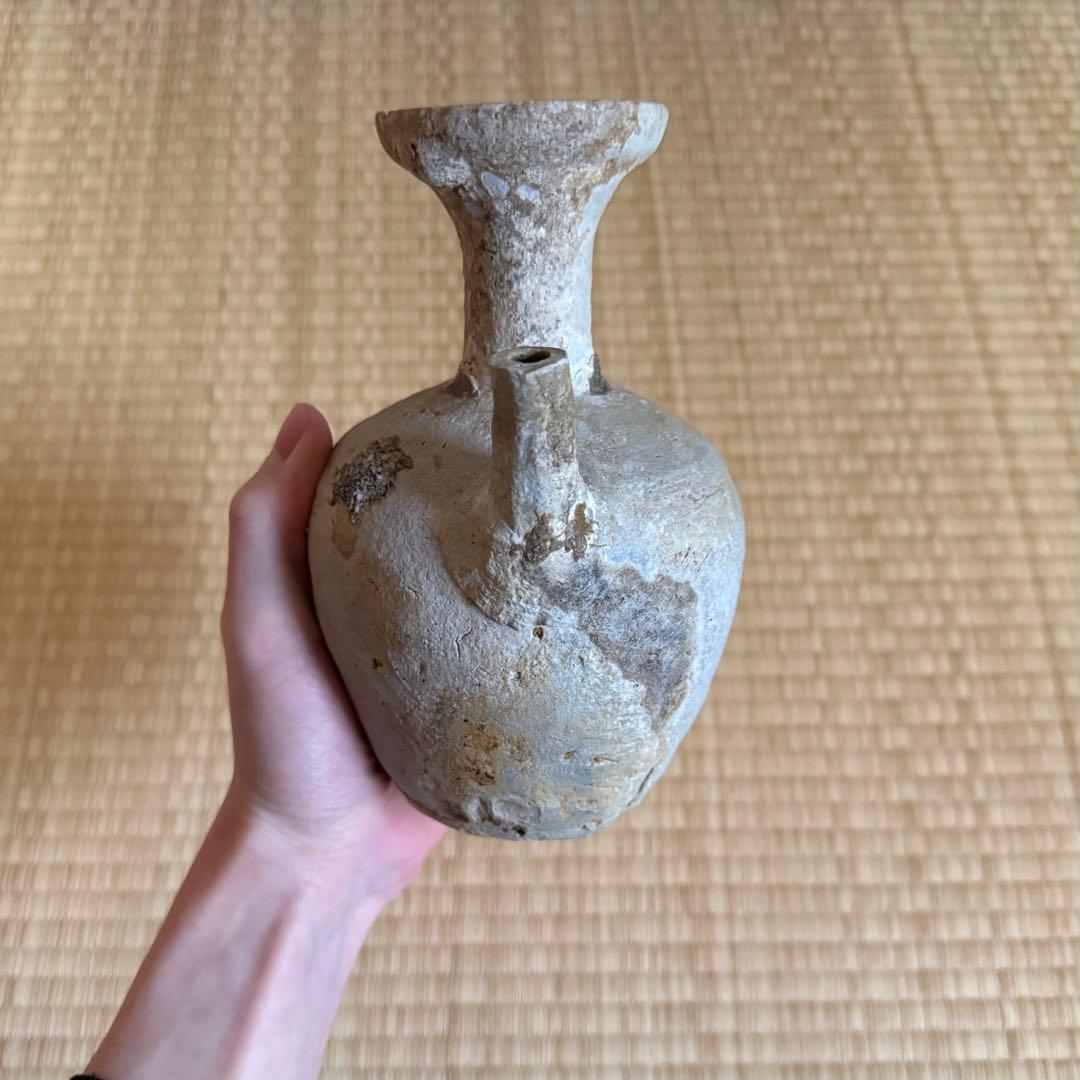 古瀬戸 初期水瓶 水差 水滴 鎌倉時代 花瓶 猿投 古常滑 古美術 骨董 無傷