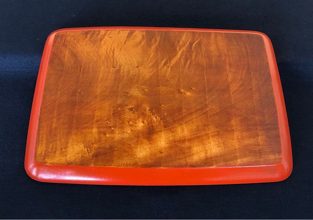 《R》根来塗 胴張 折敷膳5客 木製漆器 木箱　260203く4