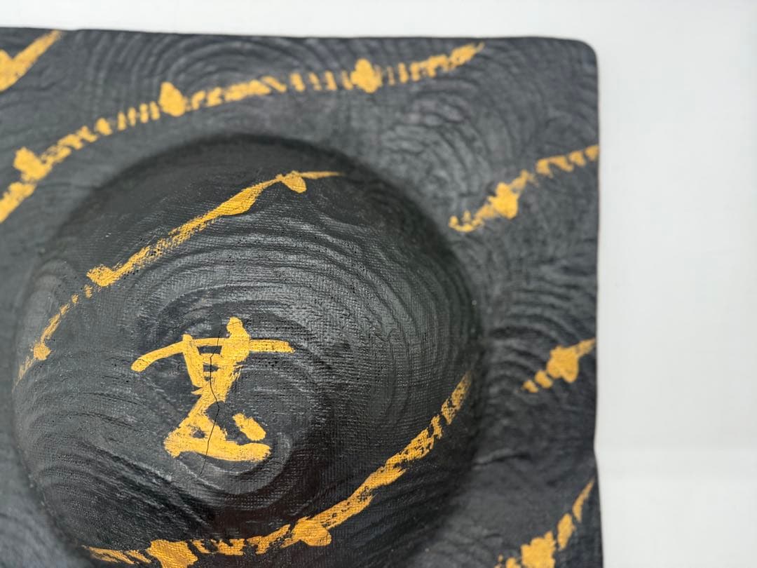 坂田甚内作　ガラス金彩波紋四方皿　名人作　送料込み250606