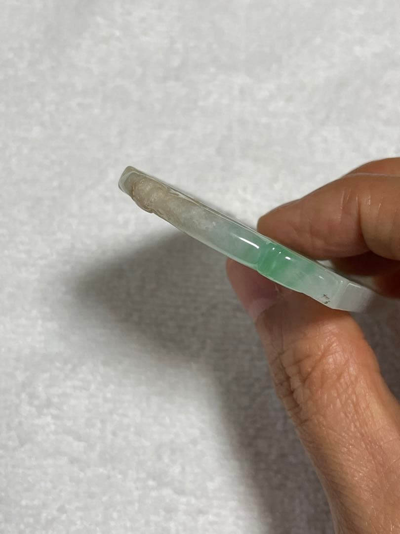 翡翠　天然石　ペンダントヘッド　御守り　竹鳥模様