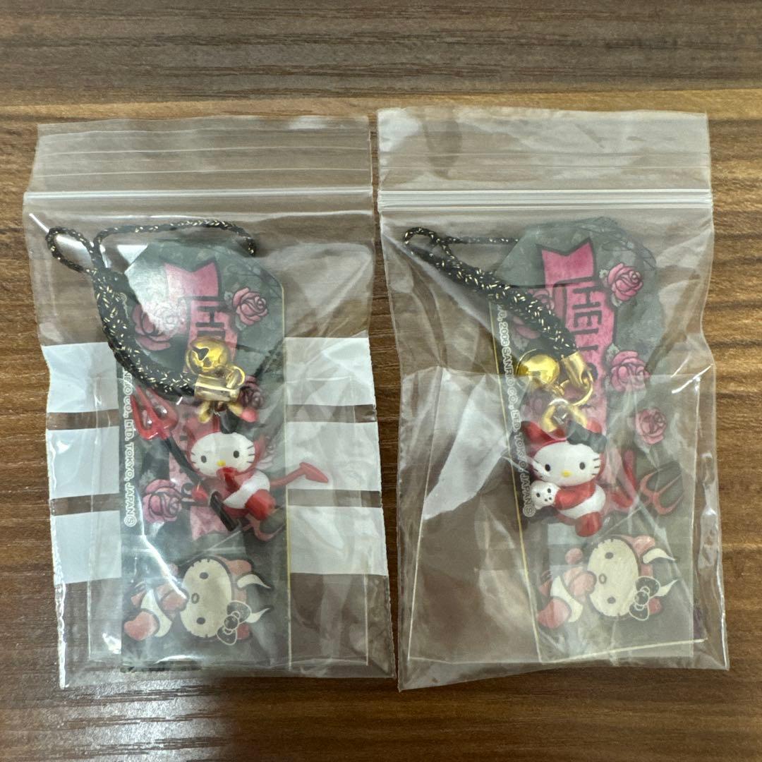 【未開封・送料無料】キティちゃん 根付け ストラップ 2006年 デビルKT2点
