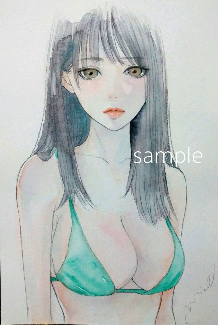 2386/A 肉筆原画　絵画　手描きイラスト　グラビア　美人画　水着