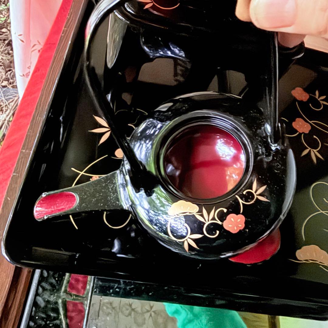 超限定1月21日20時迄‼️JAPAN天然木会津塗お屠蘇器蒔絵松竹梅四ッ揃杉箱入