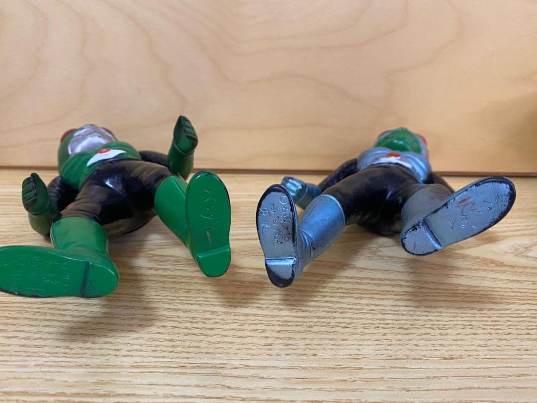 当時物　旧バンダイ社製　仮面ライダー１号＆２号　希少ソフビフィギュア２体セット