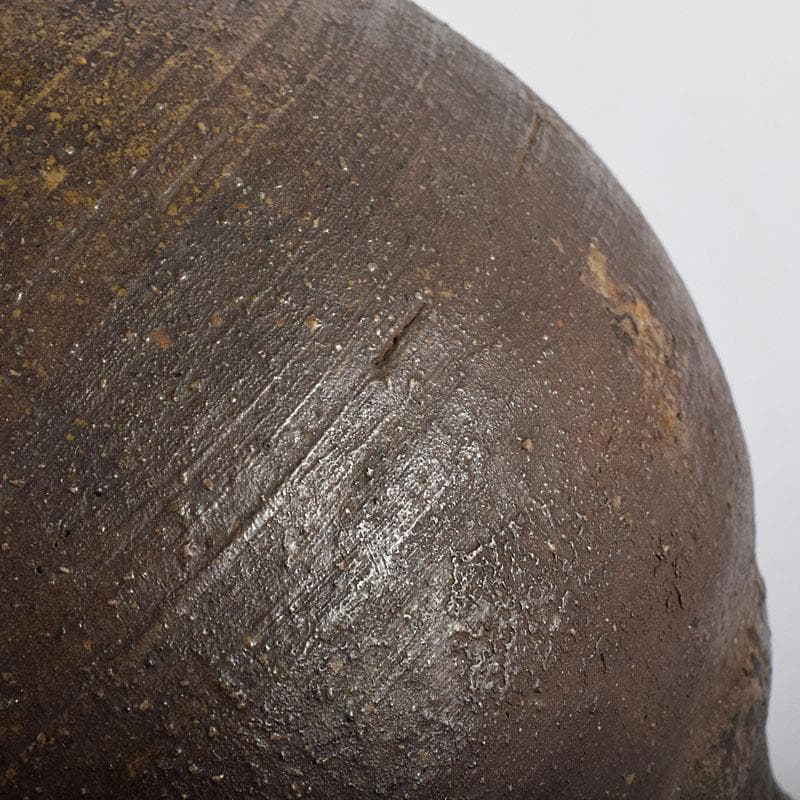 備前焼　人間国宝　金重陶陽作　耳付花入　共箱　M　R8532