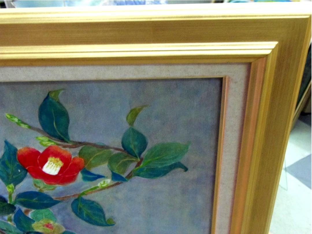 椿★日本画★手描本物★高級油彩縁★F10号★