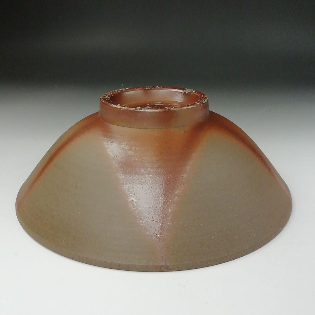 Ｔ４４０　茶碗　『備前焼』『平茶碗』『森岡宏 造』　共箱　抹茶碗　茶道具