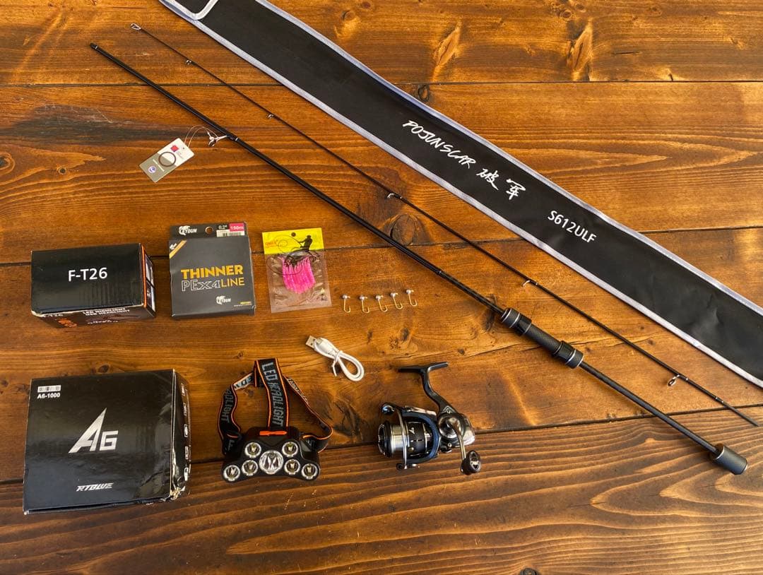 アジングセット　アジングロッド　S612ULF 183cm スピニング　ブラック