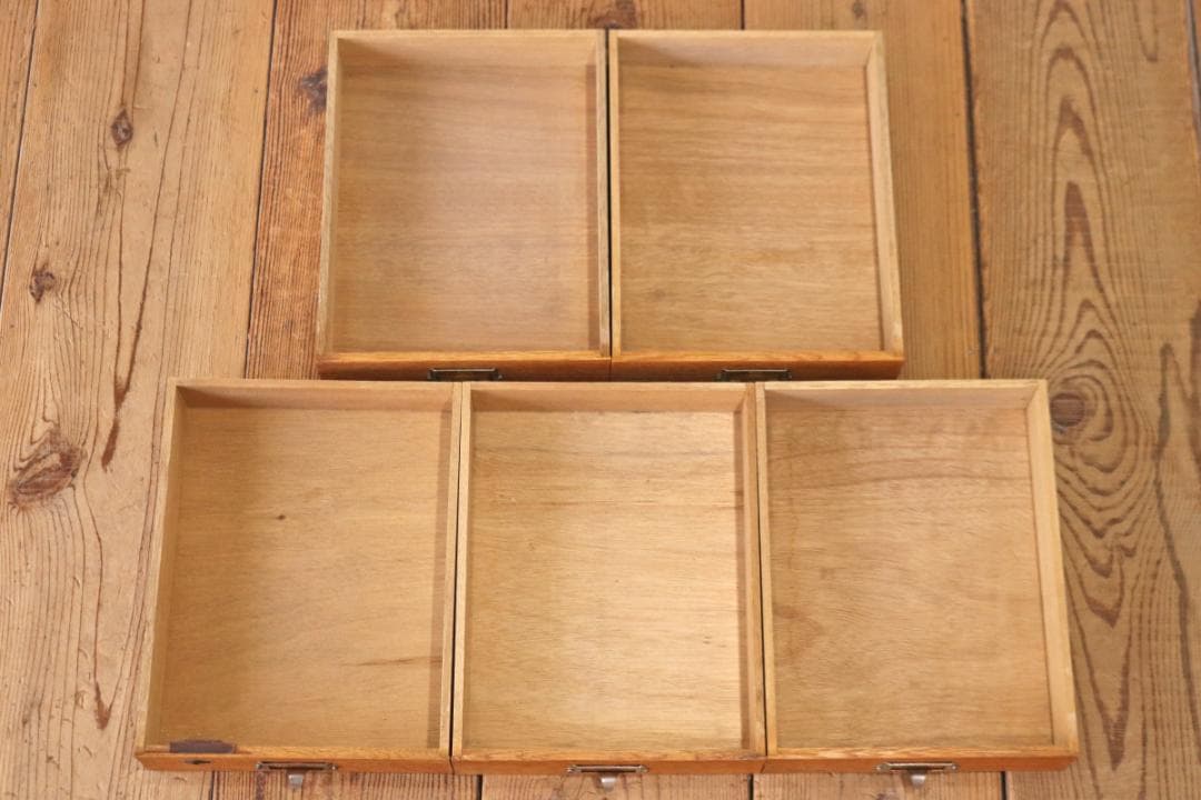 レトロ 卓上 小引き出し 抽斗 5杯 小物入れ レターケース 鍵付き B5