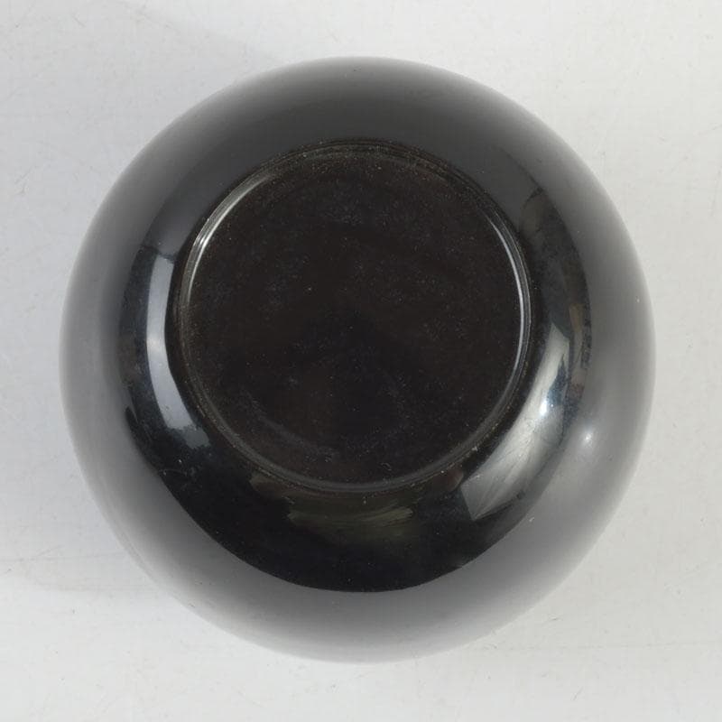 茶道具　輪島塗　岡本陽斎作　切合口　黒中棗　共箱　V　9463