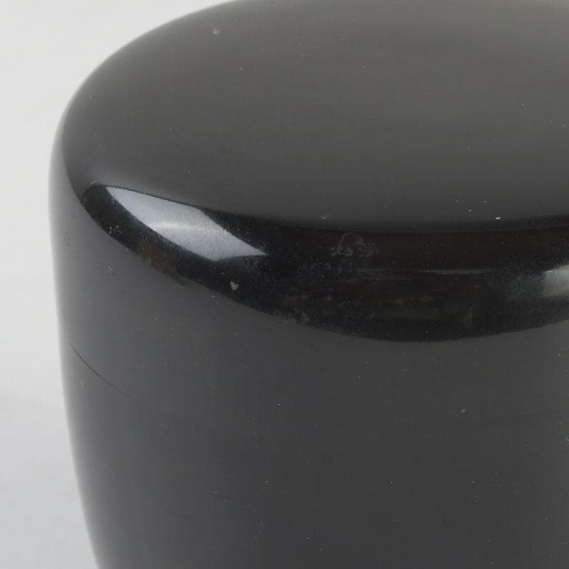 茶道具　輪島塗　岡本陽斎作　切合口　黒中棗　共箱　V　9463