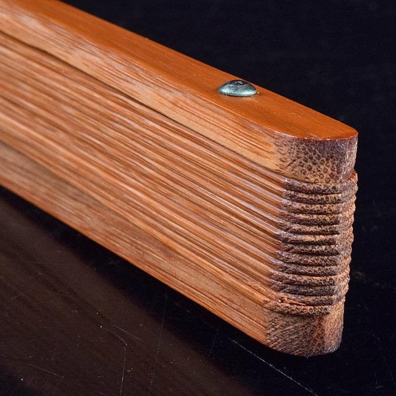 中国　雲溪竹人刻親骨　水墨画　漢詩花図　扇子　M　R8853