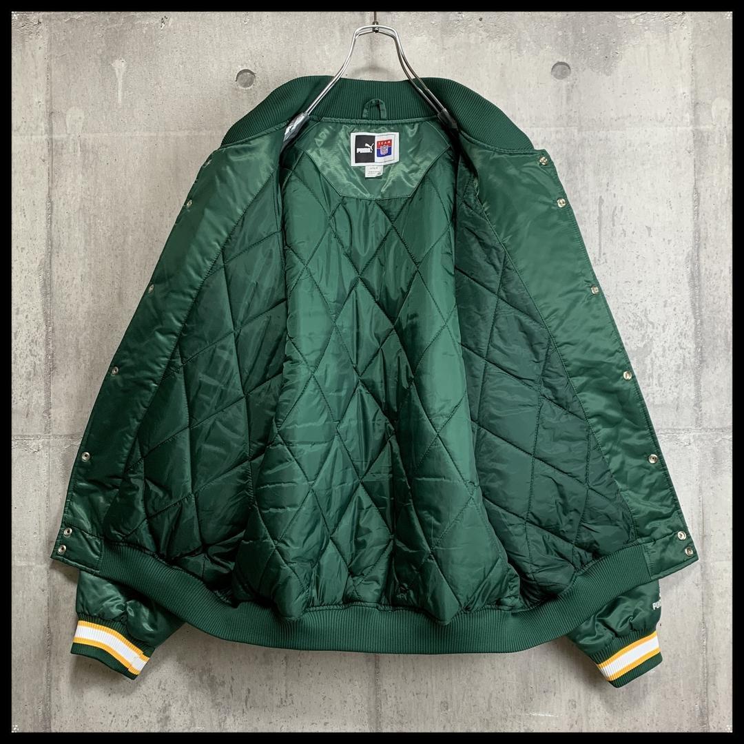希少★NFL PACKERS ボタン式 スタジャン ボンバージャケット ロゴ刺繍