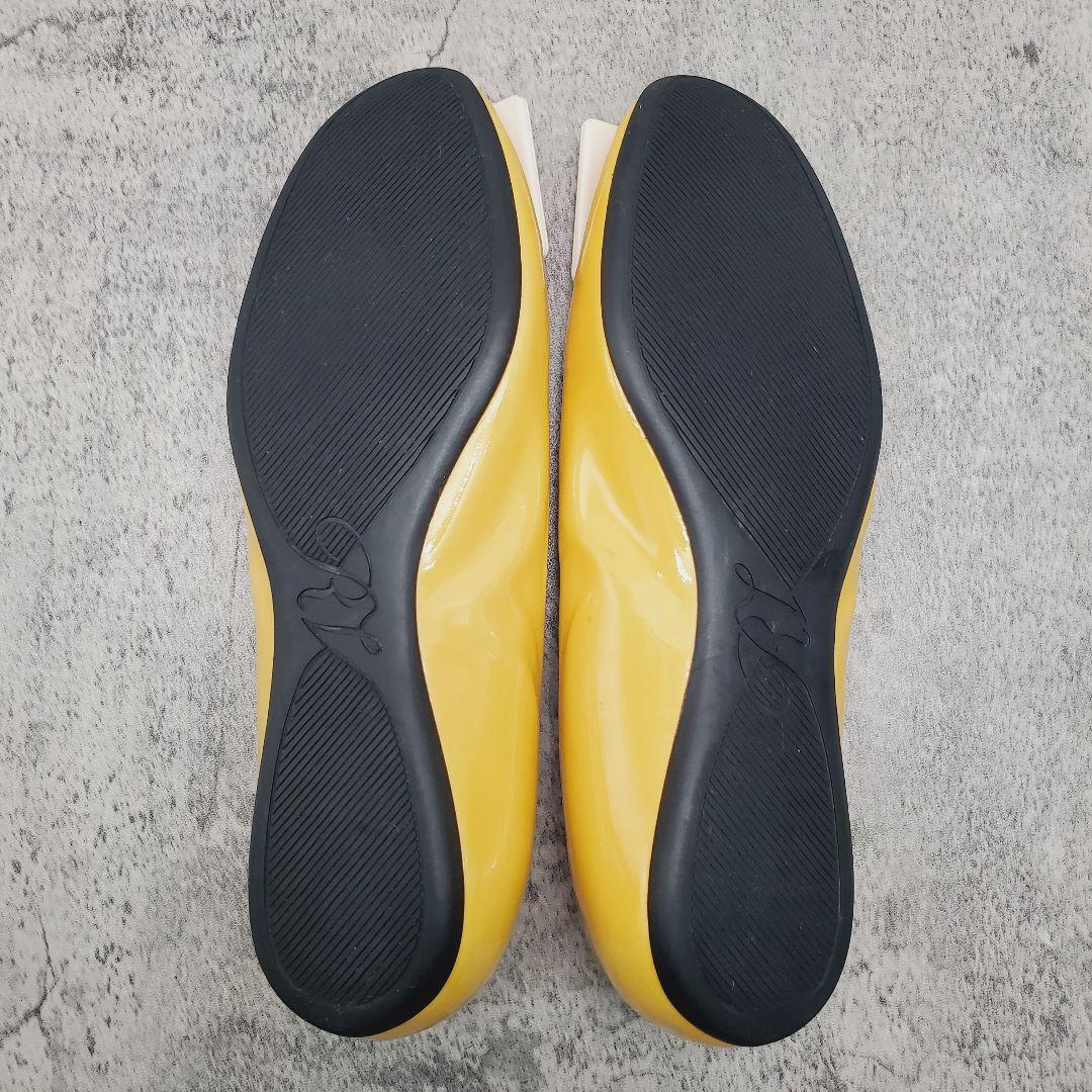 ✨ロジェヴィヴィエ✨リップモチーフ フラットシューズ 37 イエロー パテント