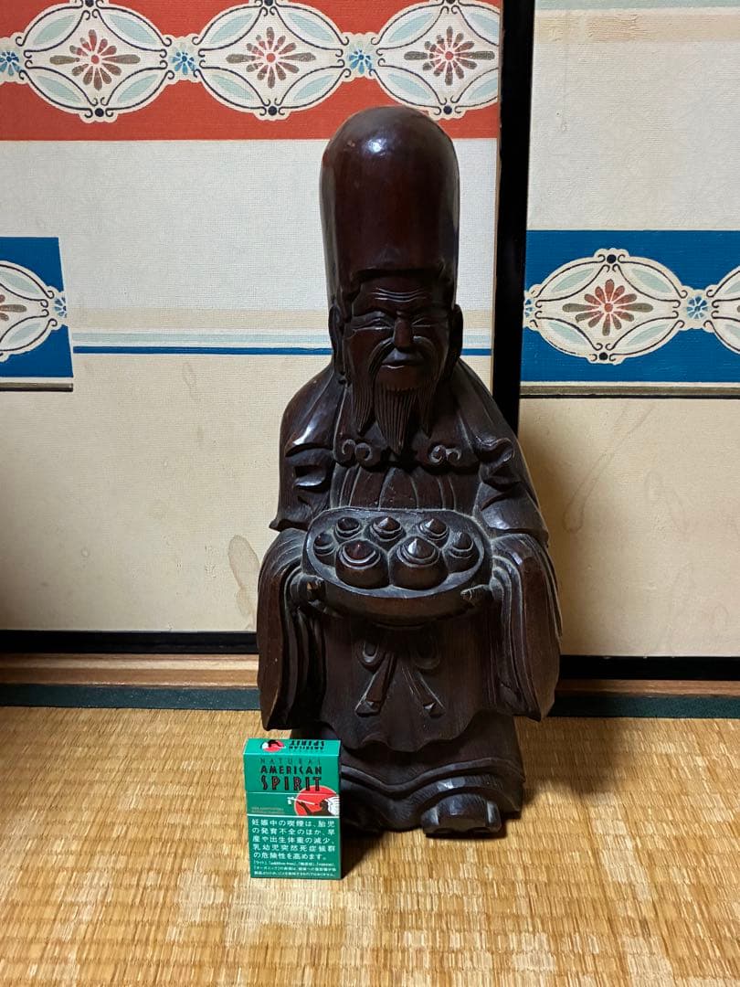 木製 彫刻 中国？ 人物像 約44㎝ 唐物