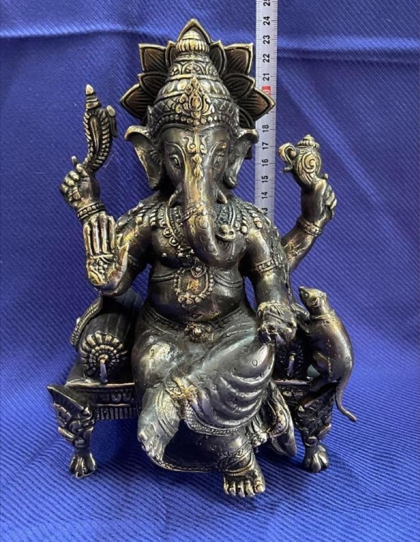 ガネーシャ像　風水置物　ブロンズ　真鍮　☆アンティーク 守り神