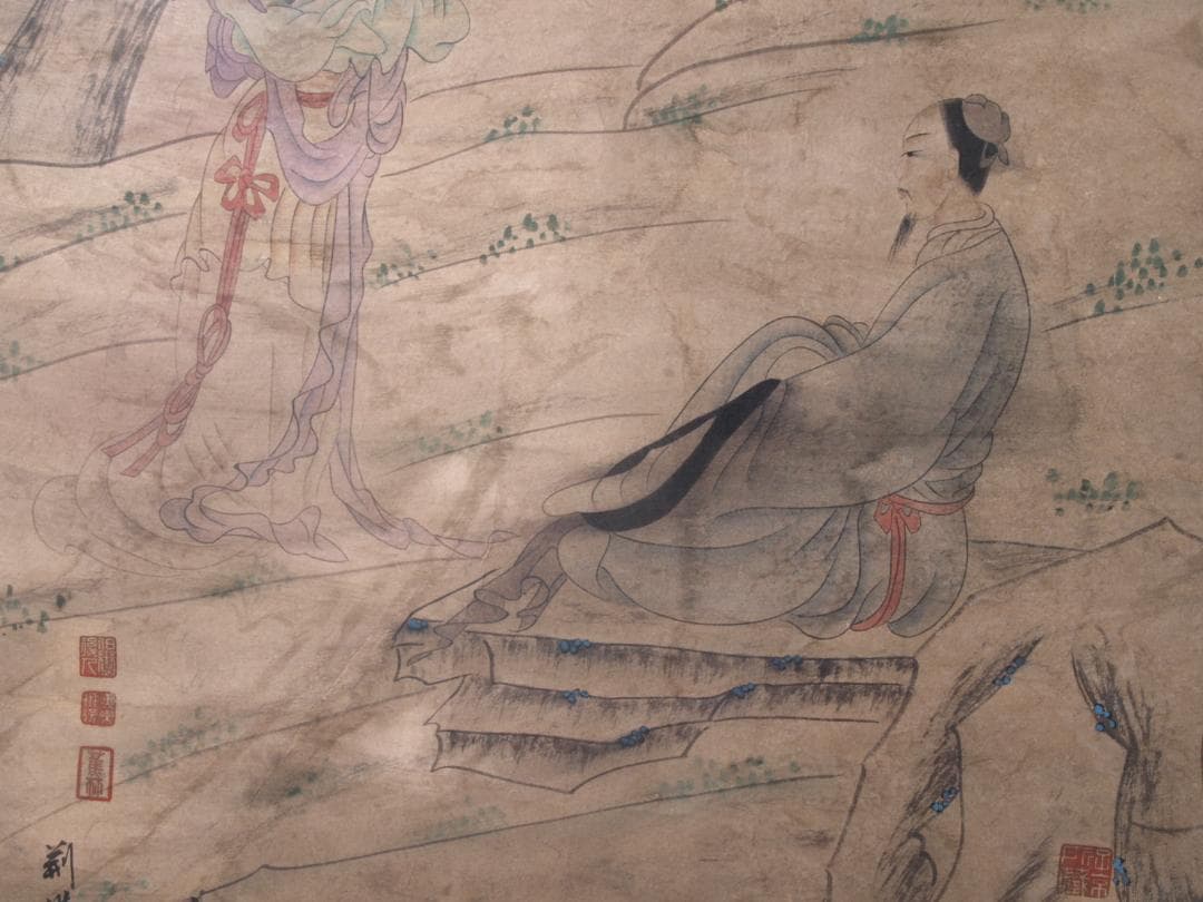 中国荆浩　 清末 肉筆保證 唐物唐本　掛け軸　捲り AK612A12-2