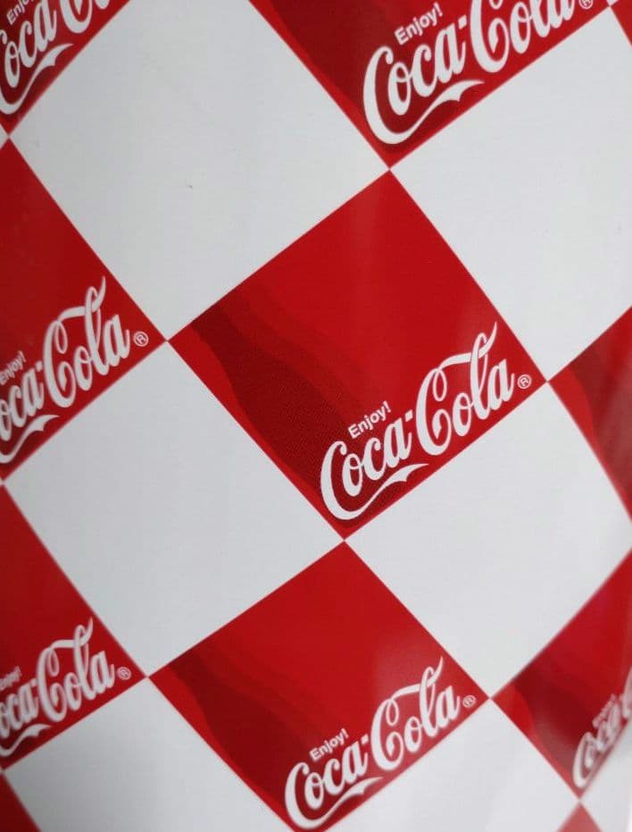 コカ・コーラ/Coca-Cola 筒型 缶 蓋付き チェック柄 赤✖白 貴重