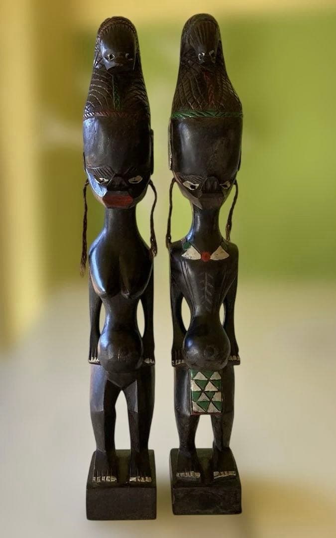 アフリカンスタイル 木製彫刻 2体セット