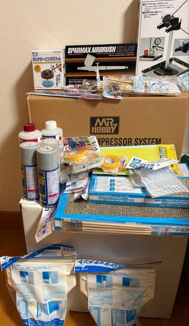 新品未使用‼️リペイント道具一式セット　コンプレッサーなど　クレオス　タミヤ