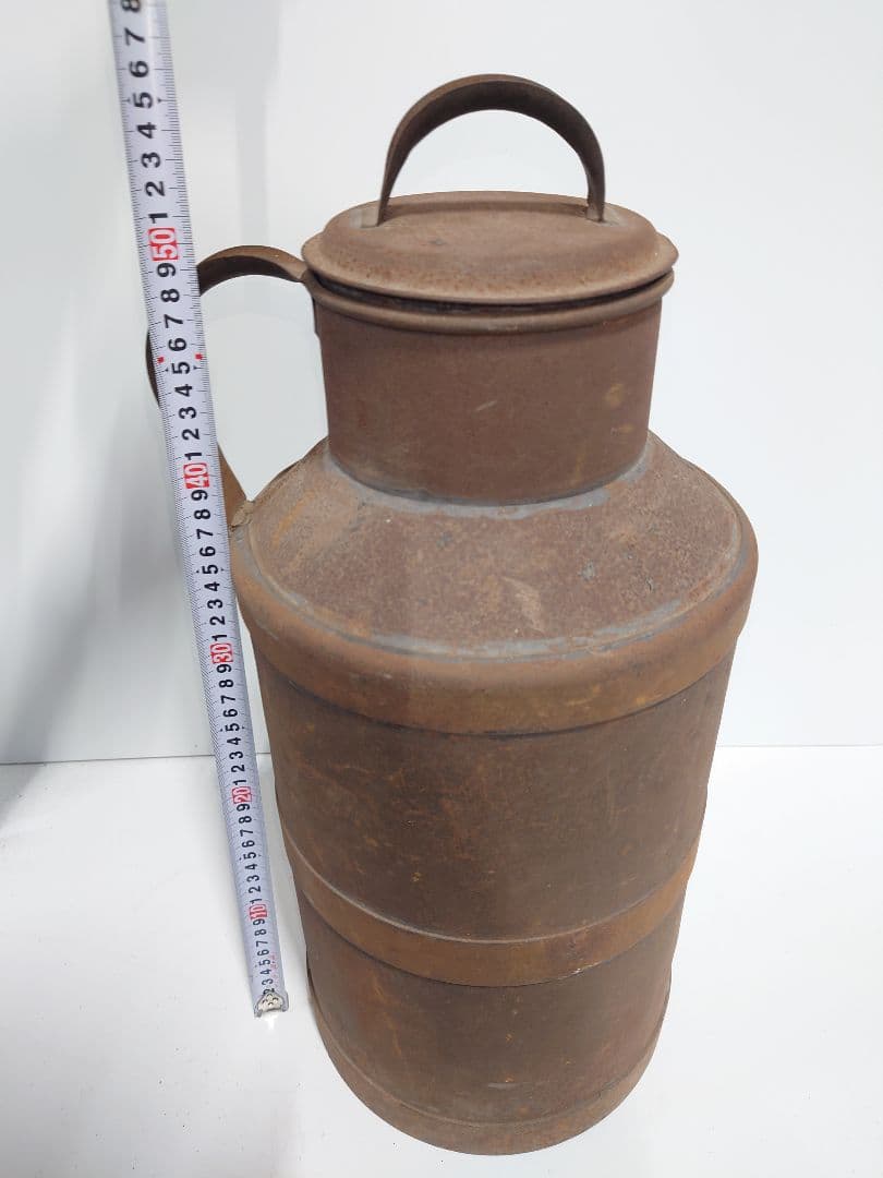 ビンテージミルク缶 金属製 ブラウン