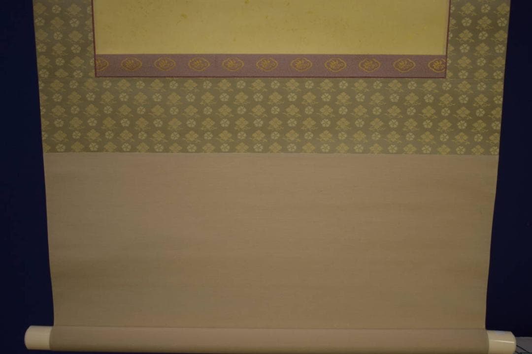 複製/松渓/塔/枝垂桜図/しだれ桜図/金泥/工芸/布袋屋掛軸HI-792