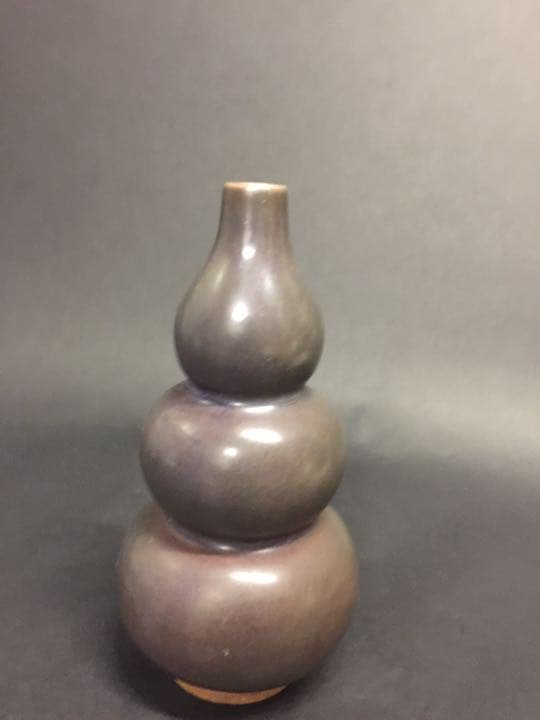 辰砂釉 三環花瓶  中国古玩