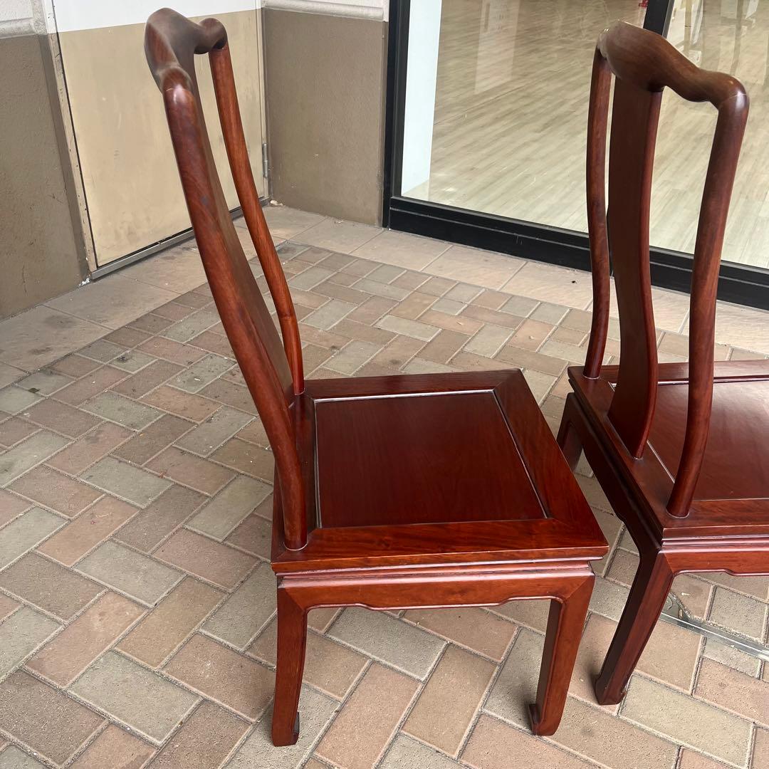 ②唐木家具 ダイニングチェア 食卓椅子 アームチェア 花梨材 馬蹄脚