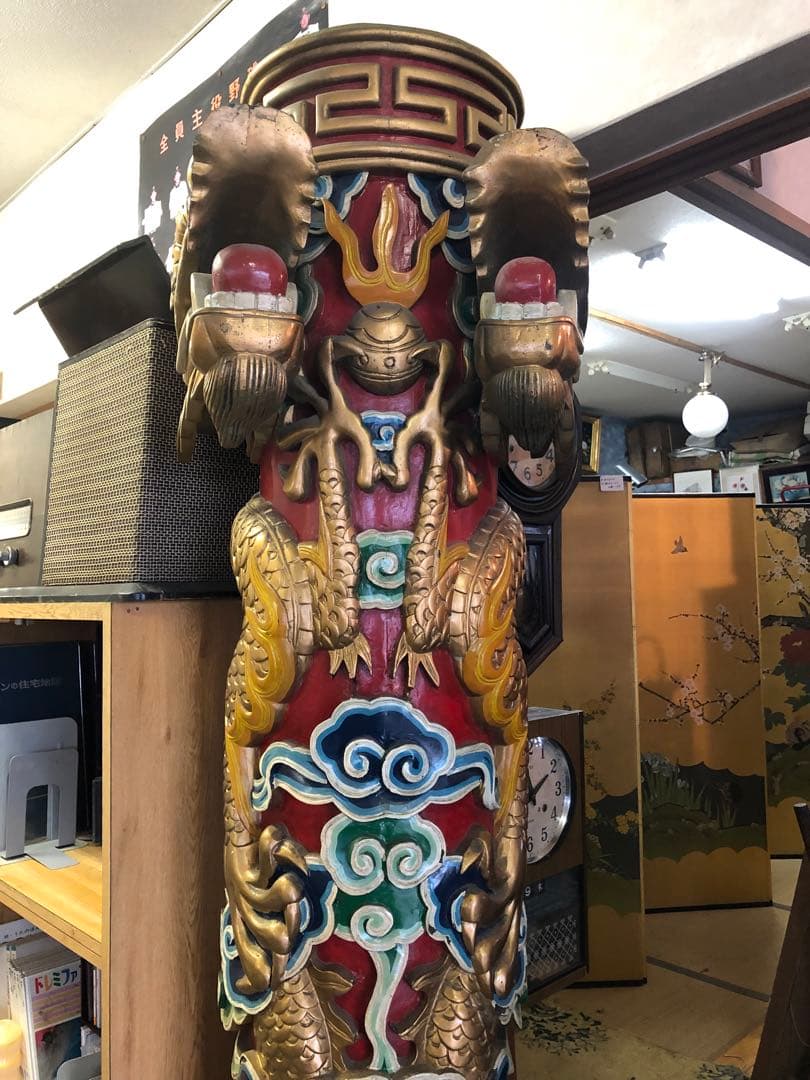 中華街の柱　龍柱　２本セット