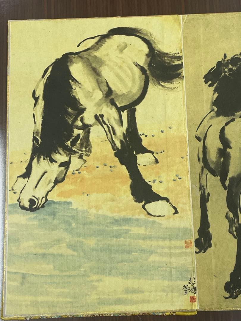 中国美術品・中国名家書画・徐悲鴻氏書画・十俊馬冊・掛け軸・書道・屏風掛軸