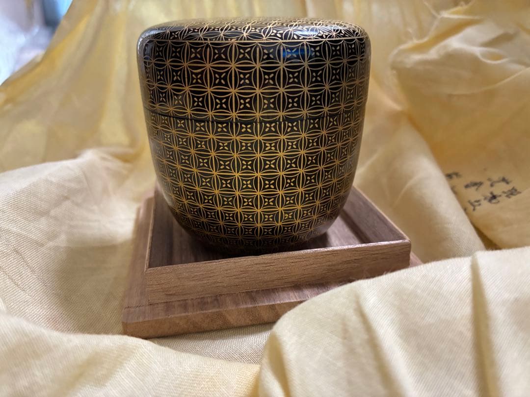 【新品 未使用】　前志芸男　沈金七宝之図　茶道具 棗