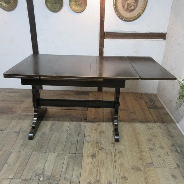 イギリス アンティーク 家具 ダイニングテーブル ドローリーフ 英国 6671d