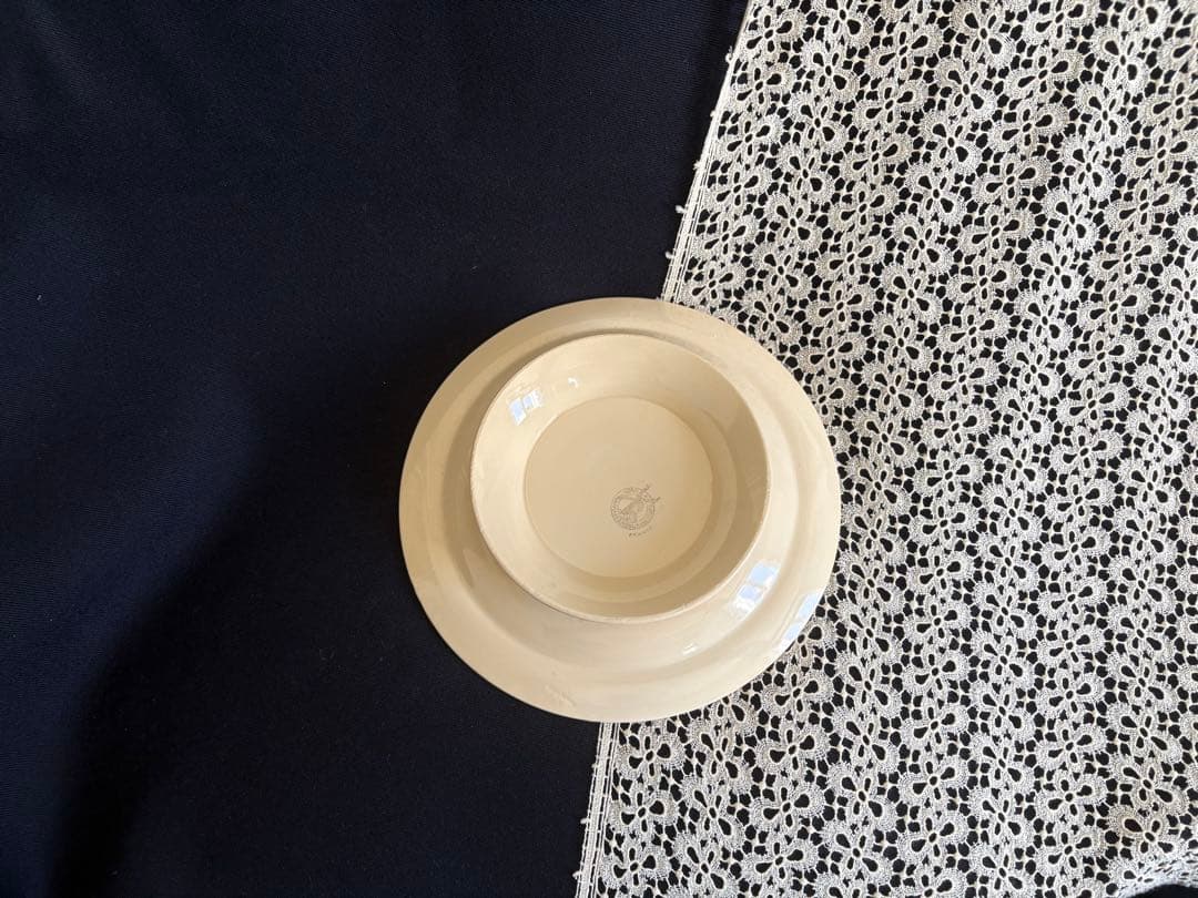 ムーランデルー窯 小花のプリント 低めコンポティエ フランス アンティーク