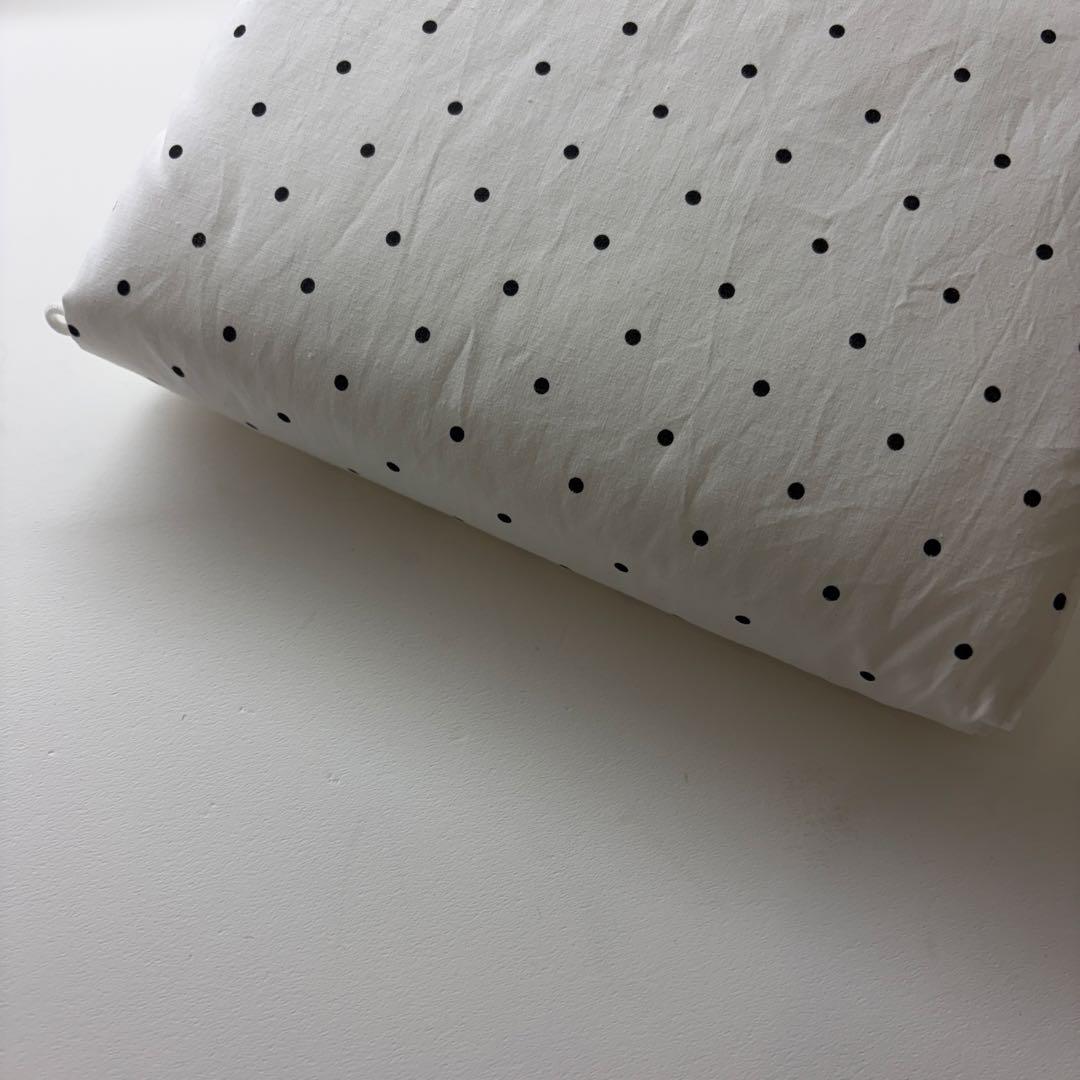 バインダーカバー　白ドット　ふかふか　A6 韓国　貯金