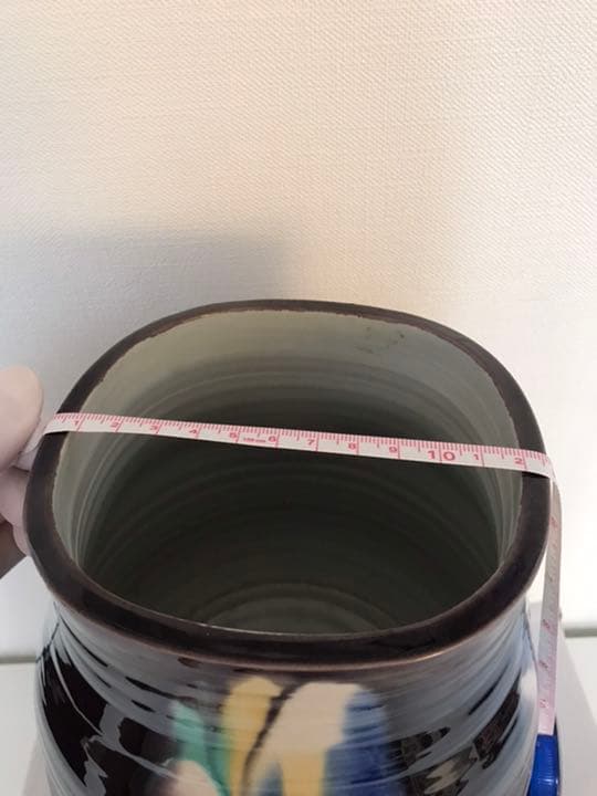 九谷八十吉　花瓶　彩釉 九谷焼　人間国宝　三代徳田八十吉〔正彦銘〕本物保証