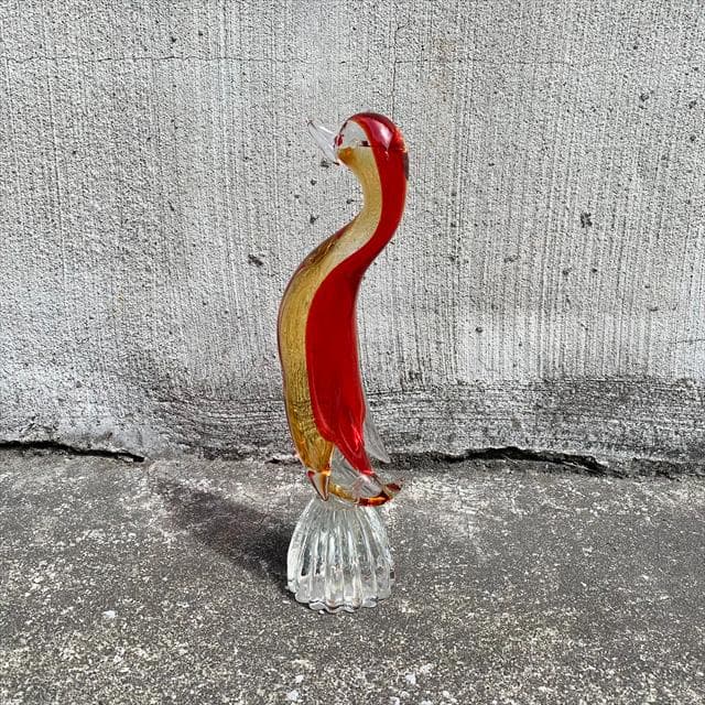 Salviati｜murano/ムラーノ｜ガラスオブジェクト｜赤｜鳥｜