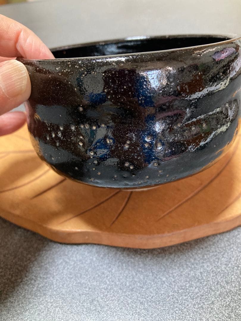 黒楽　お抹茶碗　楽陶印あり