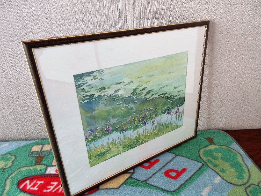 水彩画「菖蒲と水草」