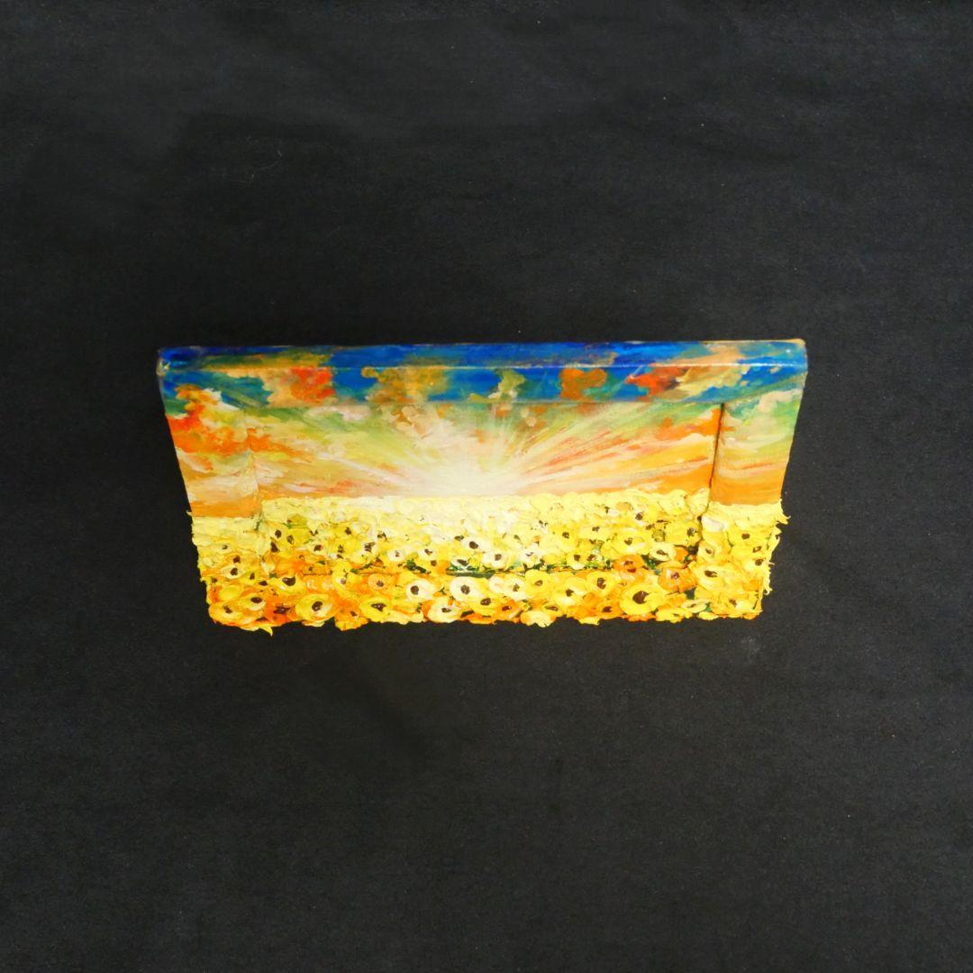 油絵 油彩 油彩画 絵 絵画 【黄昏の向日葵】ミニ絵画