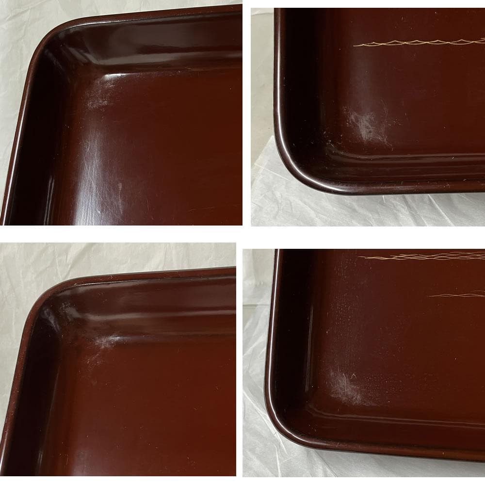 F1395 蒔絵 図変 脚付膳 五客 足付膳 絵変 蒔絵盆 金蒔絵 懐石道具