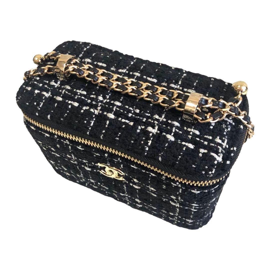 【新品未使用】 CHANEL ツイード 黒 ブラック チェーン バッグ