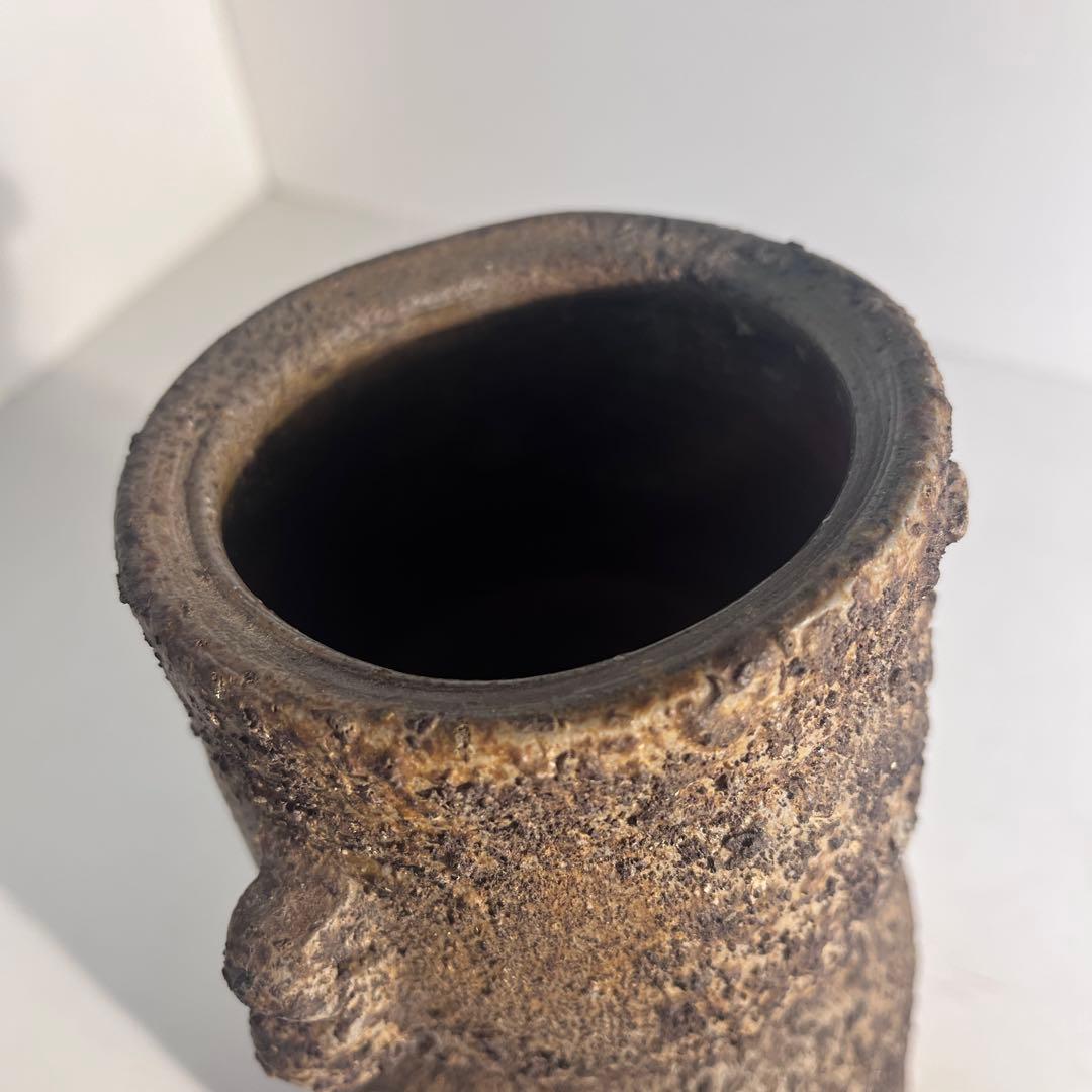 備前窯変耳付花入　備前焼　人間国宝　花器　花生け　花瓶　名工