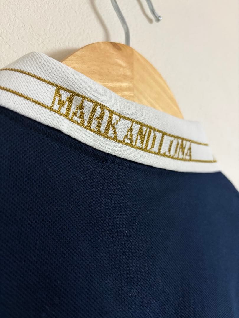 MARK&LONA スカル刺繍 ネイビー ポロシャツ Mサイズ